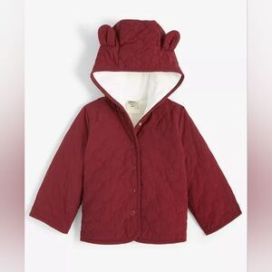 First Impressions Maroon Quilted Jacket with Bear Ears